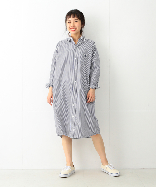 Ray BEAMS(レイビームス)の「GYMPHLEX / ストライプ シャツ ワンピース(ワンピース・レディース・ブルー/ネイビー・12/14)」の9枚目の写真