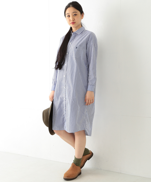 Ray BEAMS(レイビームス)の「GYMPHLEX / ストライプ シャツ ワンピース(ワンピース・レディース・ブルー/ネイビー・12/14)」の10枚目の写真