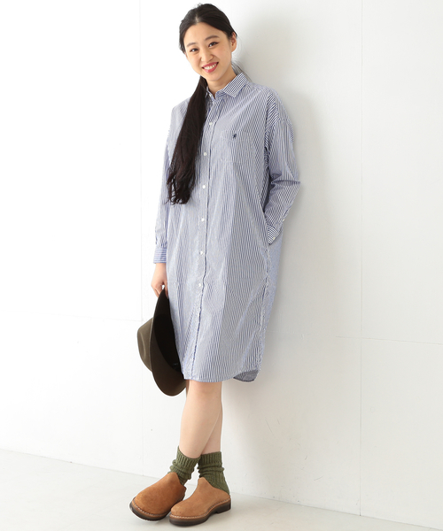 Ray BEAMS(レイビームス)の「GYMPHLEX / ストライプ シャツ ワンピース(ワンピース・レディース・ブルー/ネイビー・12/14)」の11枚目の写真