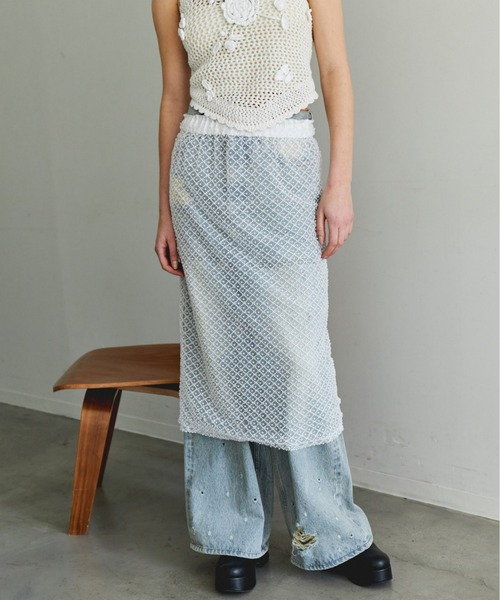 Pearl Beaded Skirt/パールビーズスカート【MAISON SPECIAL/メゾン Pearl Beaded Skirt/パールビーズスカート【MAISON SPECIAL/メゾン