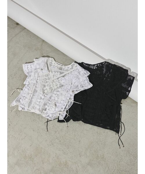 Ungrid(アングリッド)の「【Htage】レースシアーフリルブラウス(シャツ/ブラウス・レディース・ブラック/オフホワイト・FREE)」の16枚目の写真