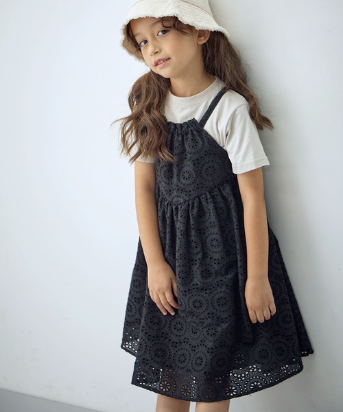 Piet（ピエット）の「【綿100%】ホルターネック 総レースキャミワンピース（ワンピース・キッズ・ブラウン/ブラック/オフホワイト・100/110/120/130）」の2枚目の写真