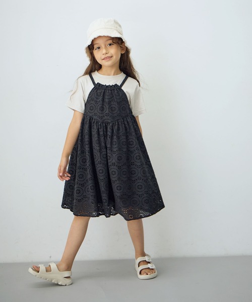 Piet（ピエット）の「【綿100%】ホルターネック 総レースキャミワンピース（ワンピース・キッズ・ブラウン/ブラック/オフホワイト・100/110/120/130）」の11枚目の写真