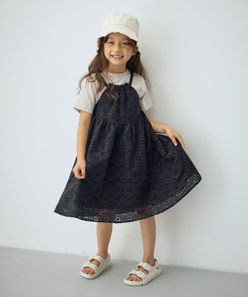 Piet（ピエット）の「【綿100%】ホルターネック 総レースキャミワンピース（ワンピース・キッズ・ブラウン/ブラック/オフホワイト・100/110/120/130）」の12枚目の写真