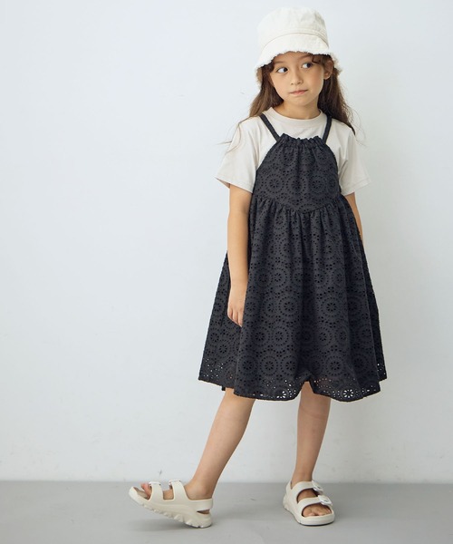 Piet（ピエット）の「【綿100%】ホルターネック 総レースキャミワンピース（ワンピース・キッズ・ブラウン/ブラック/オフホワイト・100/110/120/130）」の8枚目の写真