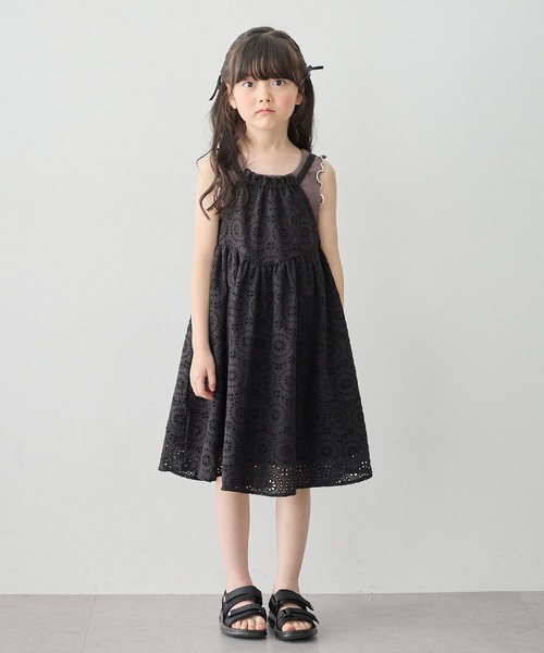 Piet（ピエット）の「【綿100%】ホルターネック 総レースキャミワンピース（ワンピース・キッズ・ブラウン/ブラック/オフホワイト・100/110/120/130）」の9枚目の写真