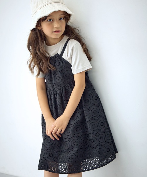 Piet（ピエット）の「【綿100%】ホルターネック 総レースキャミワンピース（ワンピース・キッズ・ブラウン/ブラック/オフホワイト・100/110/120/130）」の6枚目の写真