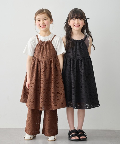 Piet（ピエット）の「【綿100%】ホルターネック 総レースキャミワンピース（ワンピース・キッズ・ブラウン/ブラック/オフホワイト・100/110/120/130）」の14枚目の写真