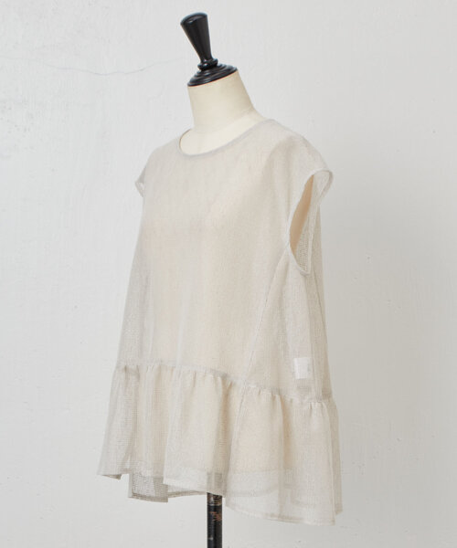 セール】《15 quinze》裾フリルメッシュブラウス（シャツ