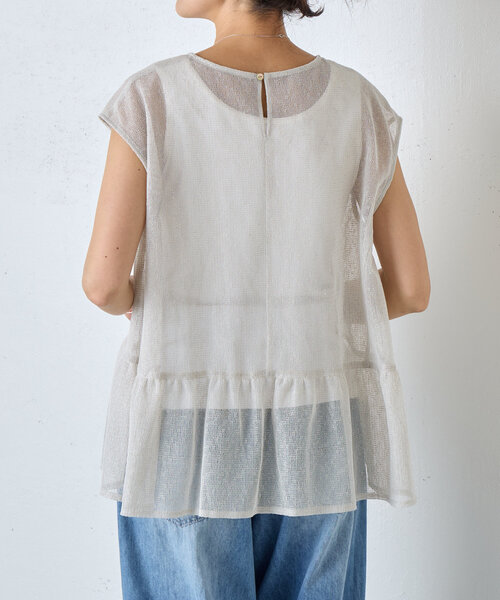 セール】《15 quinze》裾フリルメッシュブラウス（シャツ