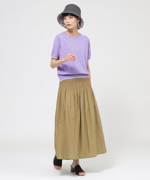 EVEX by KRIZIA(エヴェックスバイクリツィア)の「【L】【カタログ掲載品】【接触冷感】【ウォッシャブル】テックスブリッドクールニットプルオーバー(Tシャツ/カットソー・レディース・オフホワイト/グリーン/パープル・44/46)」の8枚目の写真