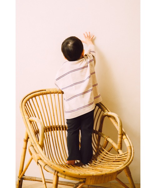 ooju（オージュ）の「【ooju】ペンシルボーダーロングTシャツ（Tシャツ/カットソー・キッズ・ベージュ/グリーン/チャコール・3/4/2/1）」の11枚目の写真