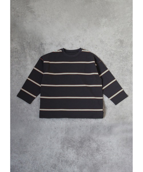 ooju（オージュ）の「【ooju】ペンシルボーダーロングTシャツ（Tシャツ/カットソー・キッズ・ベージュ/グリーン/チャコール・3/4/2/1）」の16枚目の写真