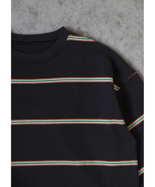 ooju（オージュ）の「【ooju】ペンシルボーダーロングTシャツ（Tシャツ/カットソー・キッズ・ベージュ/グリーン/チャコール・3/4/2/1）」の17枚目の写真