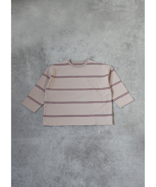 ooju（オージュ）の「【ooju】ペンシルボーダーロングTシャツ（Tシャツ/カットソー・キッズ・ベージュ/グリーン/チャコール・3/4/2/1）」の19枚目の写真
