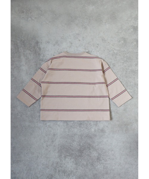 ooju（オージュ）の「【ooju】ペンシルボーダーロングTシャツ（Tシャツ/カットソー・キッズ・ベージュ/グリーン/チャコール・3/4/2/1）」の21枚目の写真