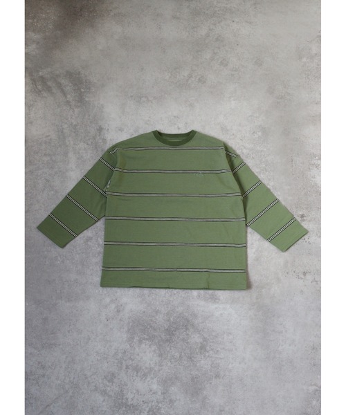 ooju（オージュ）の「【ooju】ペンシルボーダーロングTシャツ（Tシャツ/カットソー・キッズ・ベージュ/グリーン/チャコール・3/4/2/1）」の22枚目の写真