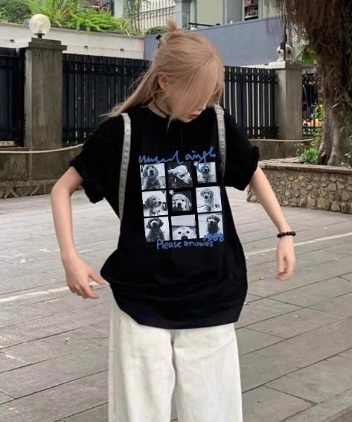 Vipoa（ヴィポア）の「dog graphic over tee（Tシャツ/カットソー・レディース・ホワイト/ブラック・FREE）」の9枚目の写真