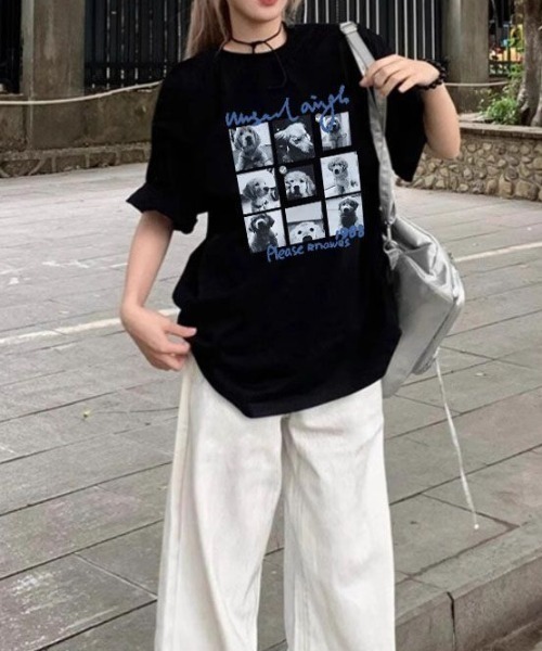 Vipoa（ヴィポア）の「dog graphic over tee（Tシャツ/カットソー・レディース・ホワイト/ブラック・FREE）」の10枚目の写真