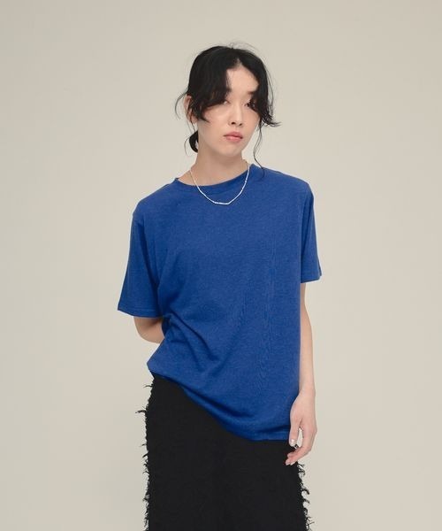 eL（エル）の「【eL】Linen Comfort Tee/328302（Tシャツ/カットソー・レディース・ブルー/オフホワイト/ブラック/ピンク・FREE）」の3枚目の写真