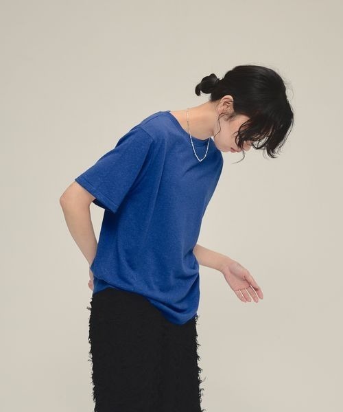 eL（エル）の「【eL】Linen Comfort Tee/328302（Tシャツ/カットソー・レディース・ブルー/オフホワイト/ブラック/ピンク・FREE）」の7枚目の写真