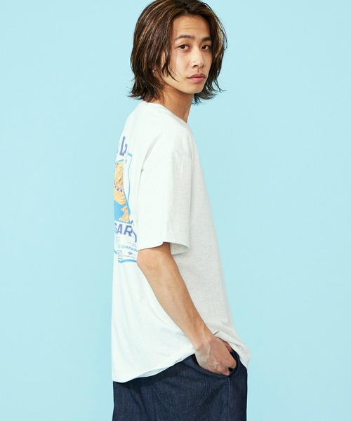 【  Jeans】縦型バックプリントTシャツ ブルー ワンフォークロージング 1111clothing バックプリント tシャツ