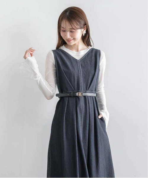 RANDA(ランダ)の「タックフレアデニムワンピース(ワンピース・レディース・ブルー/インディゴブルー・0/1)」の12枚目の写真