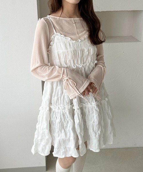 apres jour clair（アプレジュールクレア）の「【apres jour clair】アソートフリルキャミチュニック（チュニック・レディース・ブラック/その他/ベージュ/オフホワイト/ネイビー/ブラウン系その他・X-LARGE/フリー）」の2枚目の写真