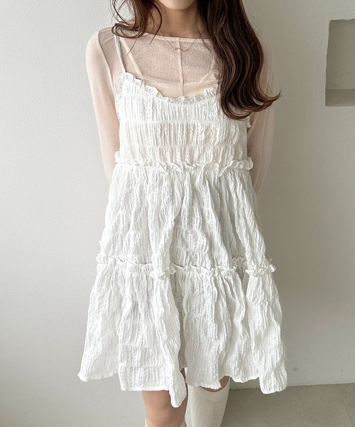 apres jour clair（アプレジュールクレア）の「【apres jour clair】アソートフリルキャミチュニック（チュニック・レディース・ブラック/その他/ベージュ/オフホワイト/ネイビー/ブラウン系その他・X-LARGE/フリー）」の7枚目の写真