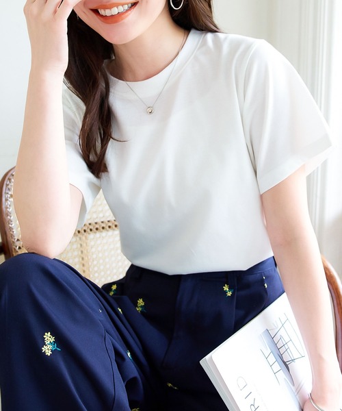 KOBE LETTUCE（コウベレタス）の「[ M L XL 選べるサイズ ] 汗染み防止クルーネックTシャツ（Tシャツ/カットソー・レディース・ブラック/オフホワイト/グレー/アッシュグレー/ミント・L/M/XL）」の7枚目の写真
