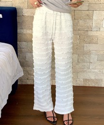 フリルレースワイドストレートパンツ