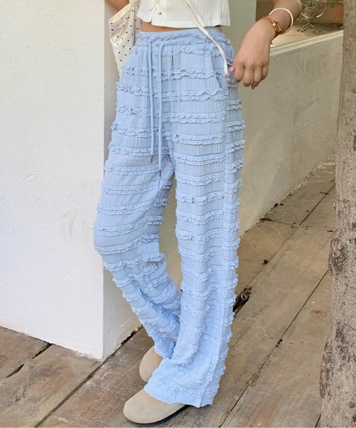everycoco(エブリーココ)の「フリルレースワイドストレートパンツ(その他パンツ・レディース・ブルー/ホワイト/ブラック・M/L)」の13枚目の写真