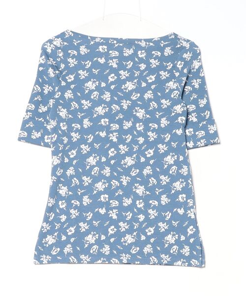 フローラル ストレッチ コットン ボートネック Tシャツ（Tシャツ