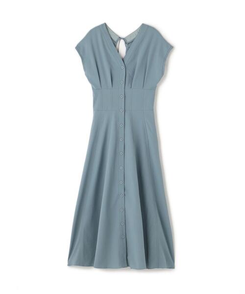 FREE'S MART（フリーズマート）の「【3サイズ展開XS-M】ウエストシェイプ配色ステッチワンピース【低身長サイズ有】（ワンピース・レディース・ホワイト/ブラウン/ブルー/ブラック・X-SMALL/MEDIUM/SMALL）」の5枚目の写真