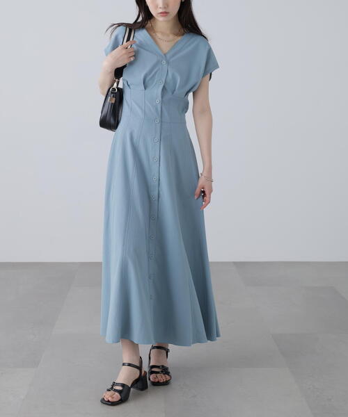 新品未使用THOUSANDMILE配色ステッチワンピース 3サイズ展開XS-M】ウエストシェイプ配色ステッチワンピース【低
