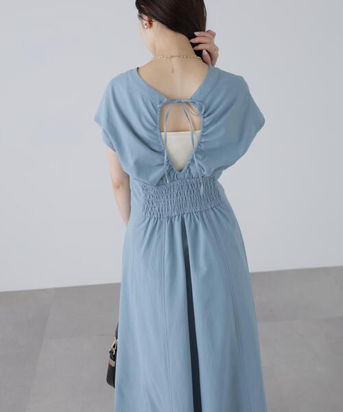 FREE'S MART（フリーズマート）の「【3サイズ展開XS-M】ウエストシェイプ配色ステッチワンピース【低身長サイズ有】（ワンピース・レディース・ホワイト/ブラウン/ブルー/ブラック・X-SMALL/MEDIUM/SMALL）」の11枚目の写真