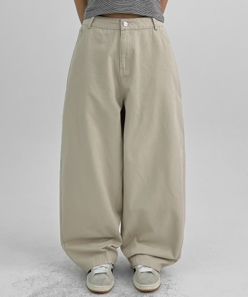 BLACKUP（ブラックアップ）の「[MADE] バックポイントカーブコットンワイドパンツ（その他パンツ・レディース・ライトベージュ/ブラック・SMALL/LARGE/MEDIUM）」の20枚目の写真