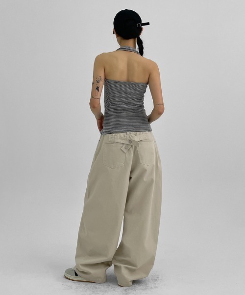 【特価】Bevan Up ワイドパンツ カジュアルパンツ オーガニックコットンシルク高密度タイプライター