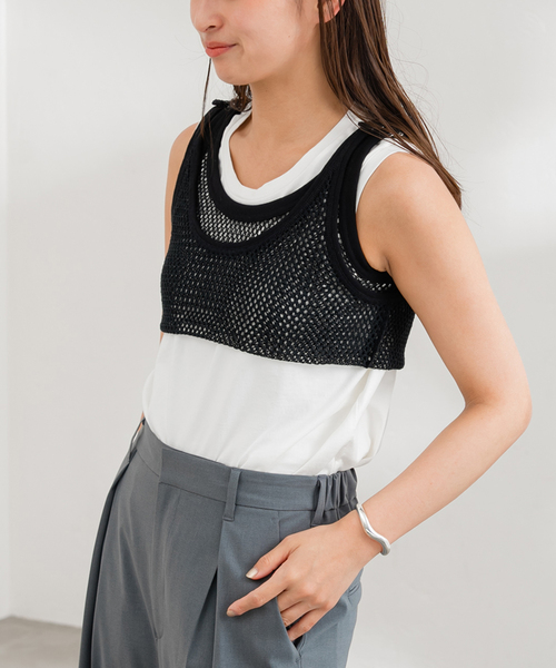 jane smith タンクトップ JANE SMITH/ジェーンスミス】COTTON RANDOM BORDER RIB UP D