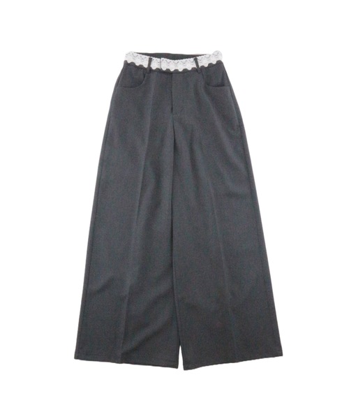 JilLA(ジルア)の「Waist Lace Straight slacks / ウエストレースストレートスラックス(スラックス・レディース・グレー/ブラック・M/S)」の2枚目の写真