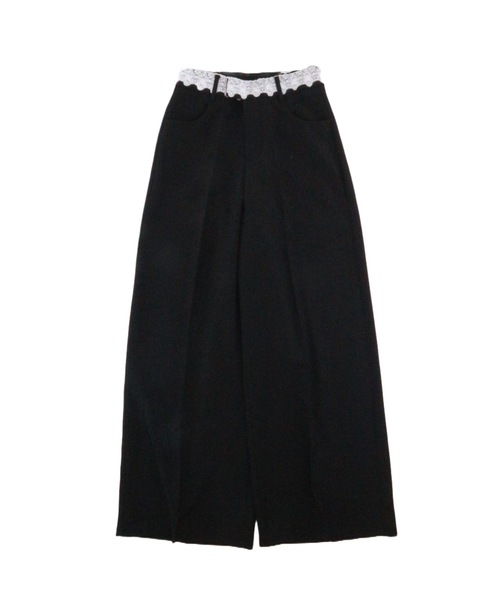 JilLA(ジルア)の「Waist Lace Straight slacks / ウエストレースストレートスラックス(スラックス・レディース・グレー/ブラック・M/S)」の1枚目の写真