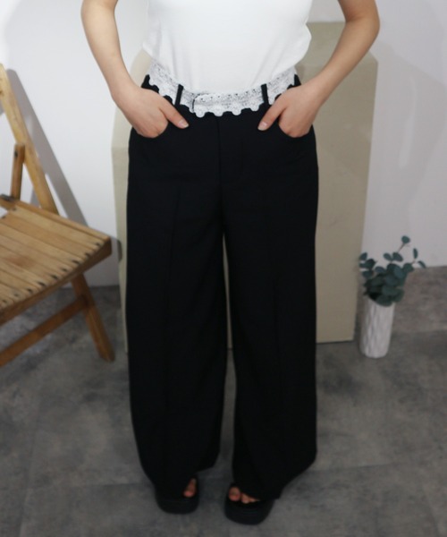 JilLA(ジルア)の「Waist Lace Straight slacks / ウエストレースストレートスラックス(スラックス・レディース・グレー/ブラック・M/S)」の5枚目の写真