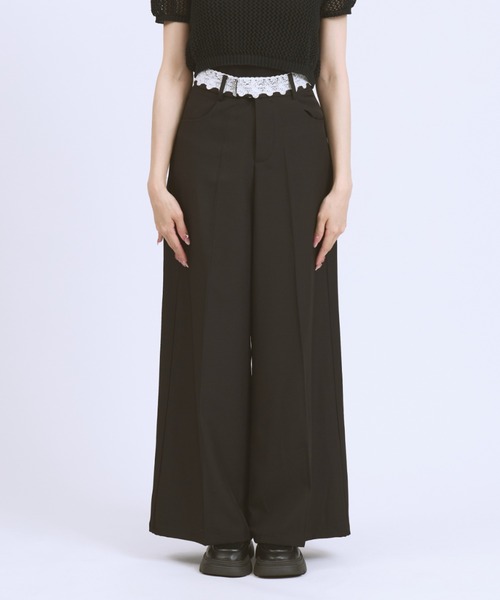 JilLA(ジルア)の「Waist Lace Straight slacks / ウエストレースストレートスラックス(スラックス・レディース・グレー/ブラック・M/S)」の13枚目の写真