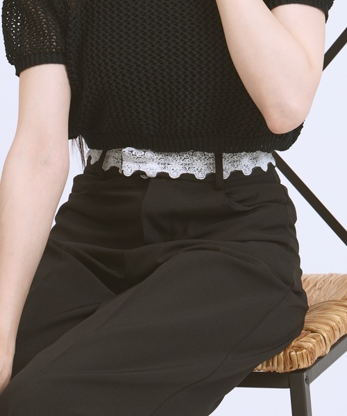 JilLA(ジルア)の「Waist Lace Straight slacks / ウエストレースストレートスラックス(スラックス・レディース・グレー/ブラック・M/S)」の12枚目の写真