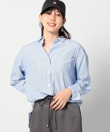 BROOKLYN OVERALL | 2WAY　ストライプ柄ロゴ入り長袖シャツ(シャツ/ブラウス)
