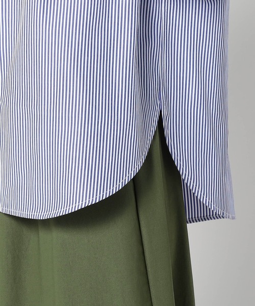 BROOKLYN OVERALL(ブルックリンオーバーオール)の「2WAY ストライプ柄ロゴ入り長袖シャツ(シャツ/ブラウス・レディース・グレー/ブルー系/ネイビー・FREE)」の12枚目の写真