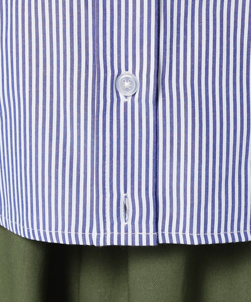 BROOKLYN OVERALL(ブルックリンオーバーオール)の「2WAY ストライプ柄ロゴ入り長袖シャツ(シャツ/ブラウス・レディース・グレー/ブルー系/ネイビー・FREE)」の16枚目の写真