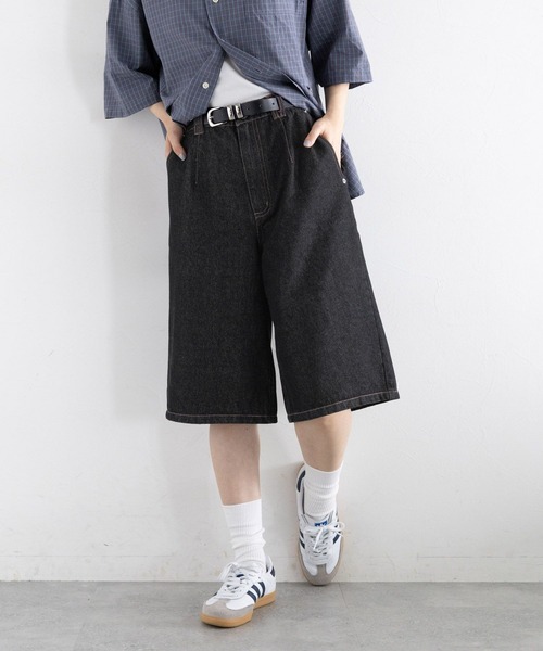 RAGEBLUE（レイジブルー）の「＜セットアップ対応＞ステッチデザイン/デニムハーフパンツ（デニムパンツ・レディース・ネイビー/ブラック・FREE）」の5枚目の写真