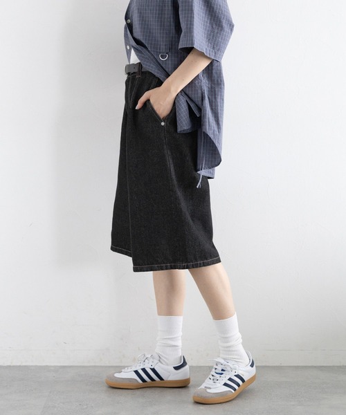 RAGEBLUE（レイジブルー）の「＜セットアップ対応＞ステッチデザイン/デニムハーフパンツ（デニムパンツ・レディース・ネイビー/ブラック・FREE）」の6枚目の写真