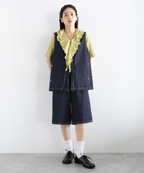 RAGEBLUE（レイジブルー）の「＜セットアップ対応＞ステッチデザイン/デニムハーフパンツ（デニムパンツ・レディース・ネイビー/ブラック・FREE）」の10枚目の写真